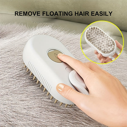 3-in-1 Self-Cleaning Pet Grooming Brush with Steam Spray & Shedding Control for Cats & Dogs USB Rechargeable Silicone Rubber Bristles – 2026 New Model