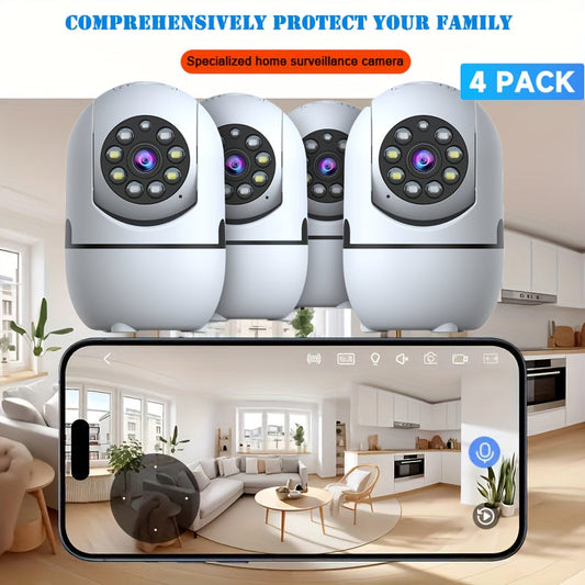 Indoor WiFi Security Camera 4-Pack 355° Pan Tilt Night Vision Motion Detection Two-Way Talk Baby Pet Monitor – 2.4G 5G Dual Band WiFi Cloud 256GB SD Alexa Compatible