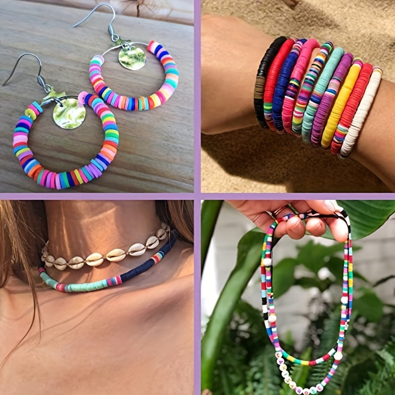 7200pcs Clay Beads Bracelet Making Kit Colorful Soft Clay Beads for DIY Friendship Bracelets Jewelry Making with Storage Box Complete Bead Set for Girls Kids Teens Adults Craft Supplies