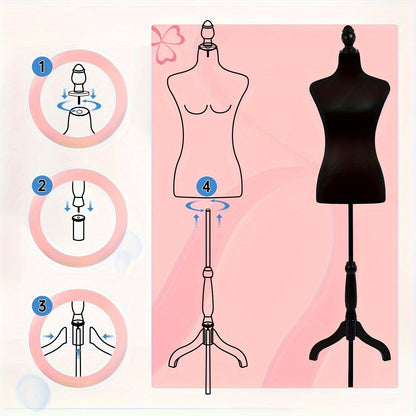 Dress Form Mannequin Torso with Tripod Stand, Adjustable Height 50-63 Inch, Portable Female Body Form for Sewing, Clothing Display, Fashion Design & Photography – 4 Colors Available