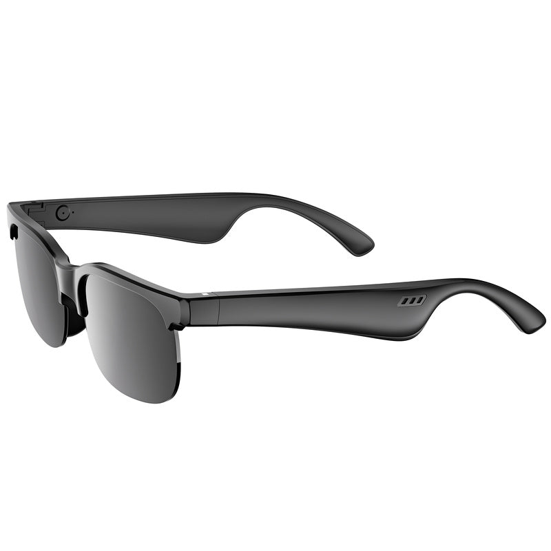 Bluetooth Audio Glasses 2-in-1 Wireless Smart Glasses with Built-in Stereo Speakers USB-C Charging Lightweight Open Ear Sunglasses for Music Gaming Video Calls Compatible with iPhone Android Black White