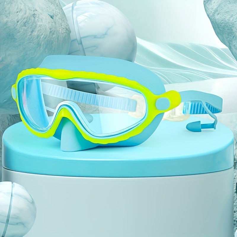 Oversized Anti-Fog Swim Goggles High Definition Clarity Soft Silicone Comfort Cushions Adjustable Strap Stylish Swim Gear for Outdoor Swimming Pool Beach Pond Pink Blue