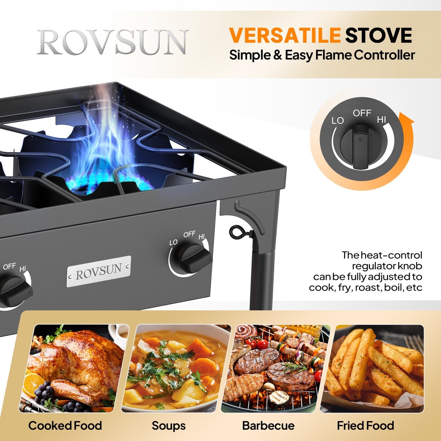 High Pressure Propane Burner Stove 100,000-225,000 BTU - Heavy Duty Cast Iron Outdoor Camp Cooker with Detachable Legs, CSA Listed Regulator, 1 or 3 Burner for Camping, Tailgating & Brewing