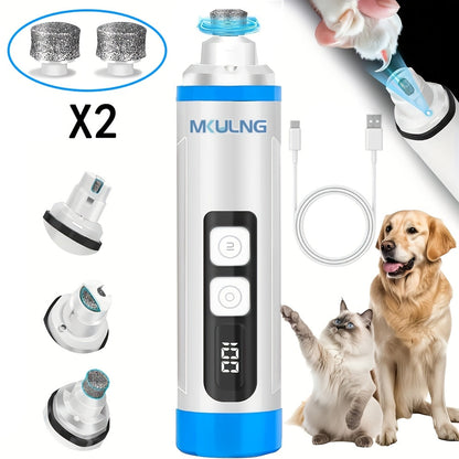 Quiet Dog Nail Grinder with LED Light – 3-Speed Rechargeable Electric Pet Nail Trimmer Kit, Painless Paw Grooming for Small Medium Large Dogs & Cats