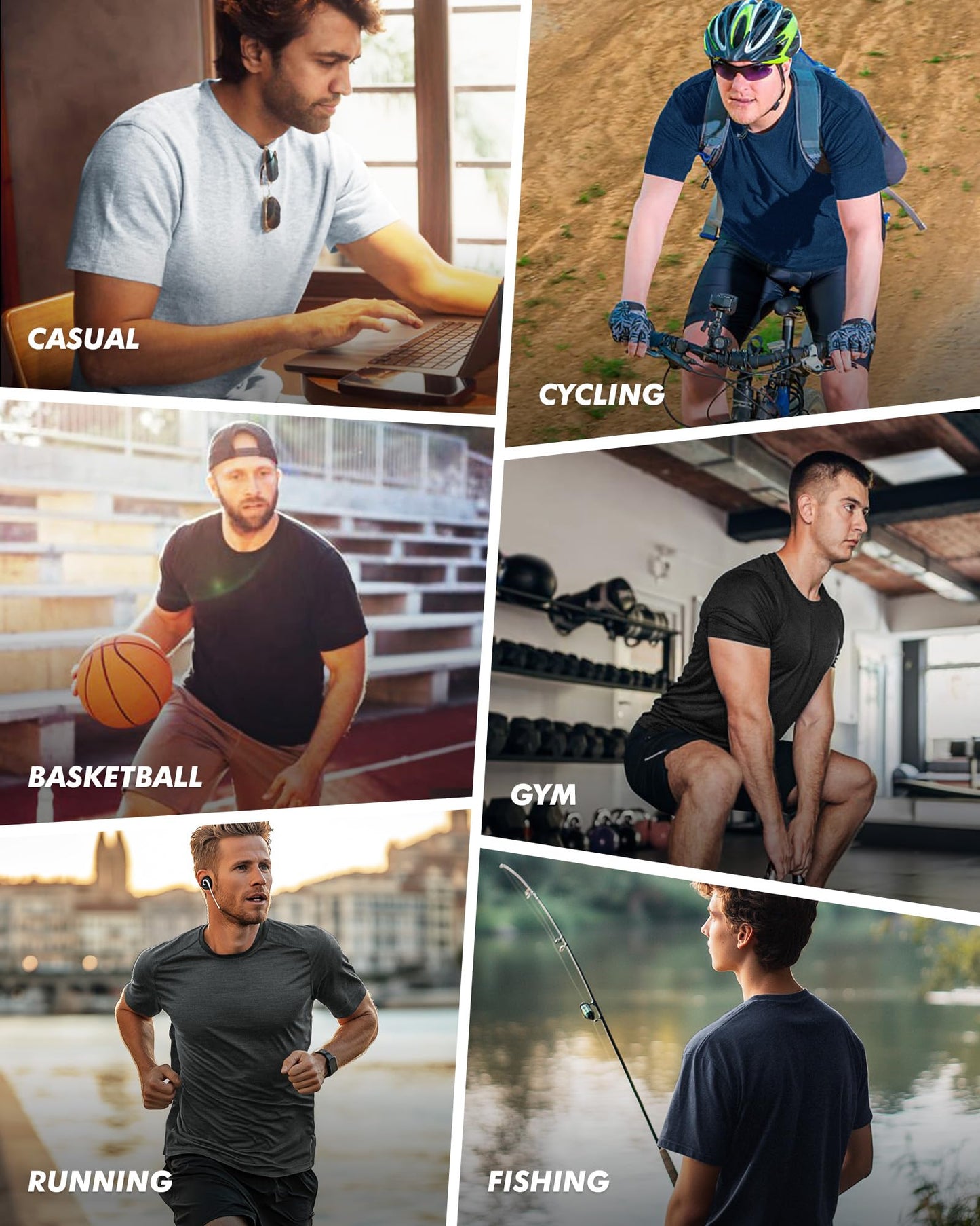 Men's Quick-Dry Workout T-Shirts 7-Pack - Moisture-Wicking Athletic Tees for Running Weight Training Tennis Gym S-XXL