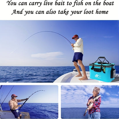 Collapsible Fish Bucket – Portable EVA Live Fish Holder & Bait Bucket for Fishing, Foldable Fish Safety Container for Outdoor Camping, Freshwater & Saltwater Fishing
