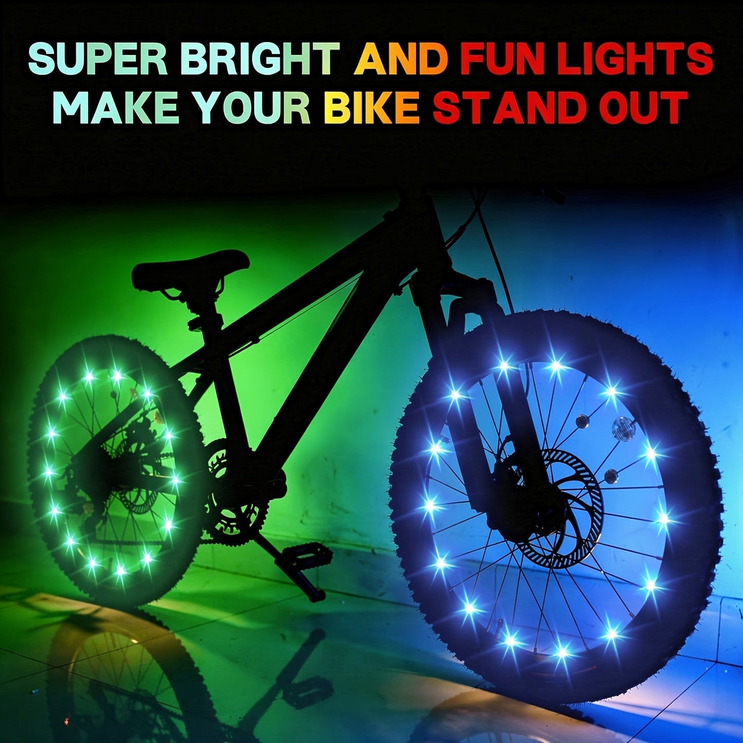 LED Bike Wheel Lights 2-Pack - Ultra Bright Bicycle Spoke Lights Safety Warning Tire Strip Light for Night Cycling, Multicolor Decoration Bike Accessories