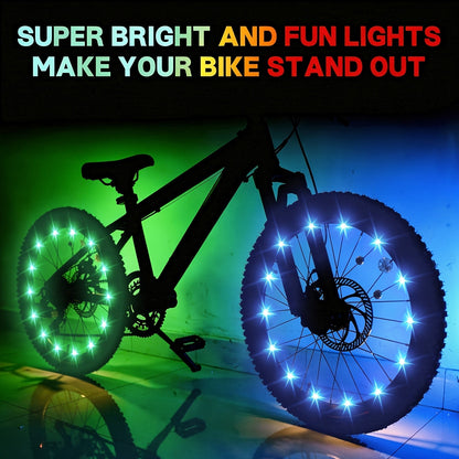 LED Bike Wheel Lights 2-Pack - Ultra Bright Bicycle Spoke Lights Safety Warning Tire Strip Light for Night Cycling, Multicolor Decoration Bike Accessories