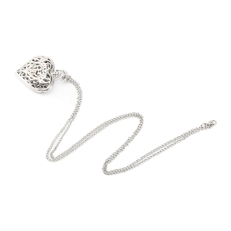 Retro Heart Shaped Pocket Watch Necklace for Women – Vintage Silver Hollow Quartz Pendant Sweater Chain Jewelry Gift for Ladies