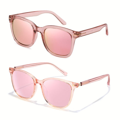 2PCS Women's Polarized Sunglasses UV400 – Butterfly & Heart Wrap-Around Jackie-O Style Trendy Fashion Eyewear for Driving, Beach & Outdoor, Multiple Colors Available
