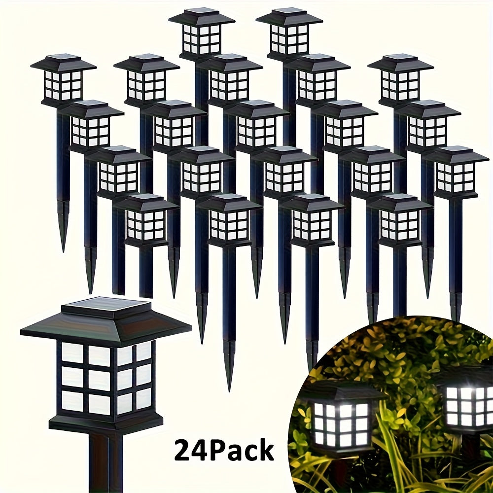 Solar Outdoor Garden Lights 6/12/24 Pack IP44 Waterproof | Warm White Colorful LED Landscape Pathway Lights for Yard Courtyard Patio Holiday Decoration – Auto On/Off