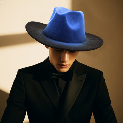 Wide Brim Fedora Hat for Women and Men Two Tone Gradient Color Jazz Panama Cap Unisex Classic Fashion Hat Multiple Colors