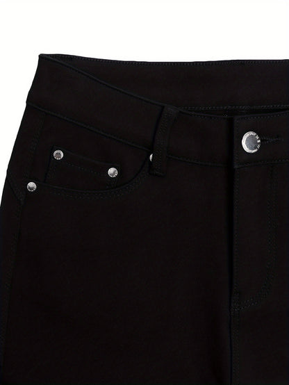 Women's High Waist Stretch Skinny Jeans Metal Button Street Style Slim Fit Denim Pants 10 Colors S-XXL Everyday Wear