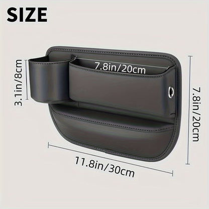 Car Seat Gap Filler Organizer with Gear Shift Cover – PU Leather, Multifunctional Storage Box for Phone, Keys, Cards, Cups & Wallet, Easy Install, Fits All Cars