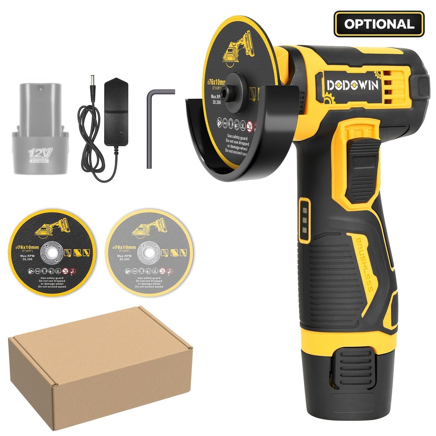 Mini Cordless Angle Grinder 19500 RPM Lithium Battery – Electric Grinding & Polishing Tool for Metal, Wood, Stone & Concrete, Precision Cutting Machine with 1 or 2 Batteries Included, Gift for Men
