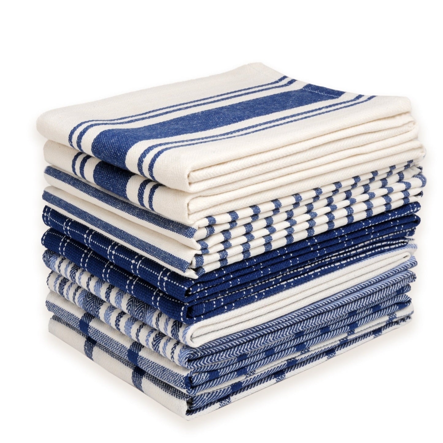 Cotton Kitchen Towels 10 Pack Flat Weave – 100% Cotton Absorbent Quick-Dry Dish Towels for Cooking Cleaning Drying, Lint-Free Reusable Cloth Towels Blue Sage Teal Black Olive Gray Yellow Red Beige