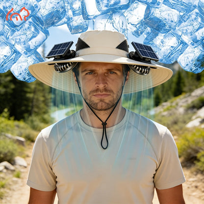 Solar Fan Hat with Dual Fans & USB Charging for Men & Women – Wide Brim Cooling Cap with Long Battery Life for Camping, Hiking, Fishing, Gardening & Outdoor Activities, Black, Dark Gray & Khaki