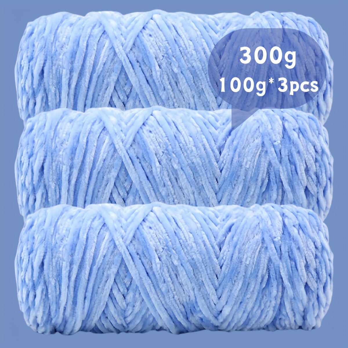 Velvet Chenille Yarn 3-Pack 300g (100g x3) Soft Bulky Knitting Crochet Yarn 47 Colors Beginner Friendly Luxury Handcraft for Sweaters Scarves Hats Dolls Bags Amigurumi DIY Projects