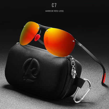 KDEAM Photochromic Polarized Sunglasses for Men & Women – Frameless Oval TR90 Lightweight Frame, Auto-Darkening TAC Lens, UV400 Protection, Mirrored Finish, Includes Hard Case & Cloth