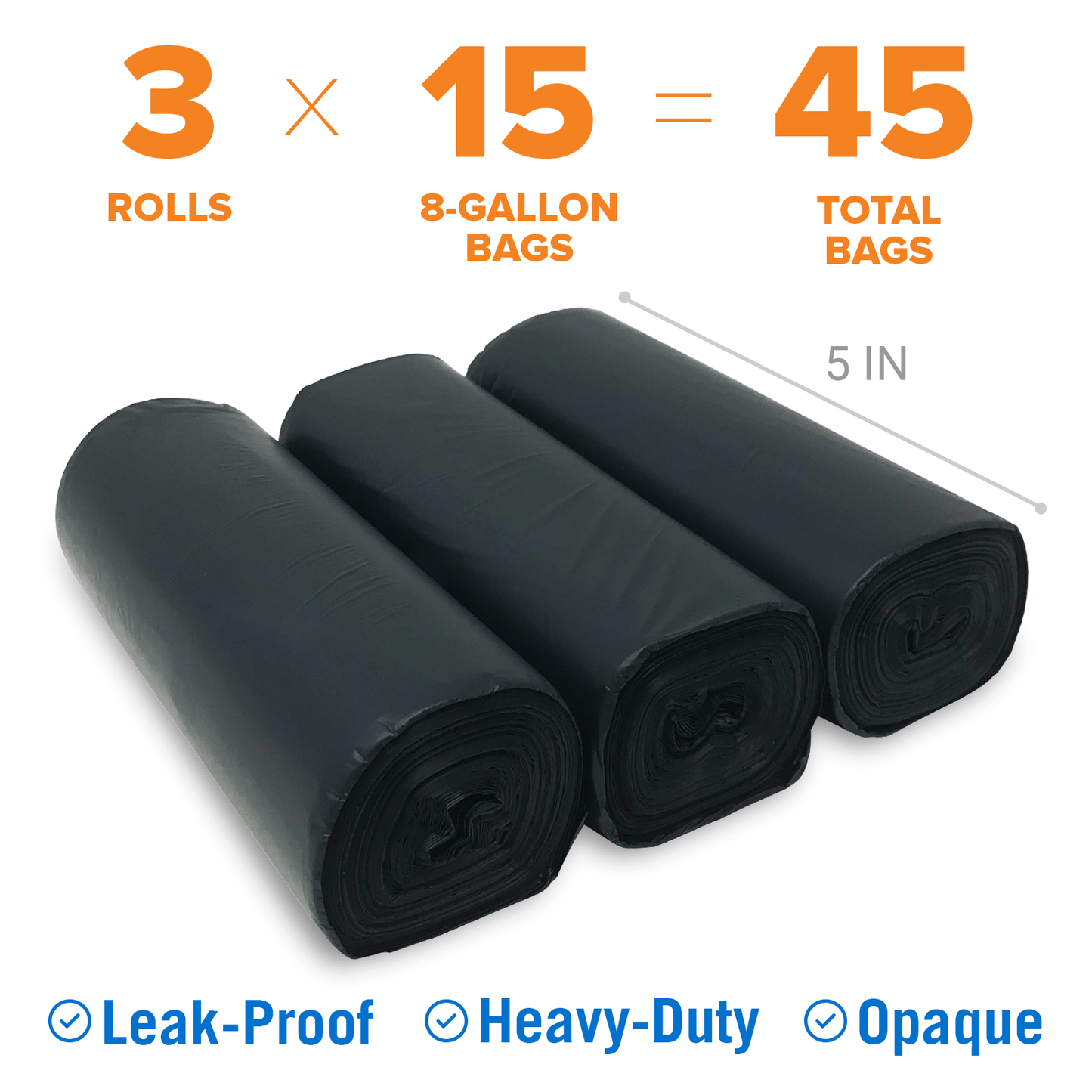 45-Count Portable Toilet Bags for Camping – 8 Gallon Compostable Leak-Proof Waste Bags for 5 Gallon Bucket Toilet Seat, Outdoor Boating Car Travel, Human Waste Disposal Bags, 3 Rolls
