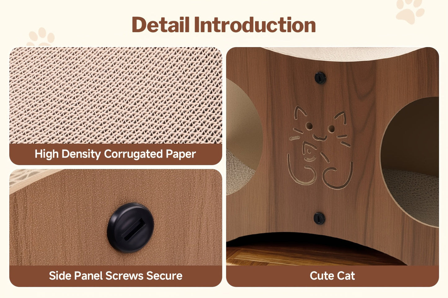 Walnut Cat Scratching Post with Integrated Cat Bed – 4-Season Woven Scratch Pad, Indoor Cat Scratcher for Lounging & Play, All Breeds