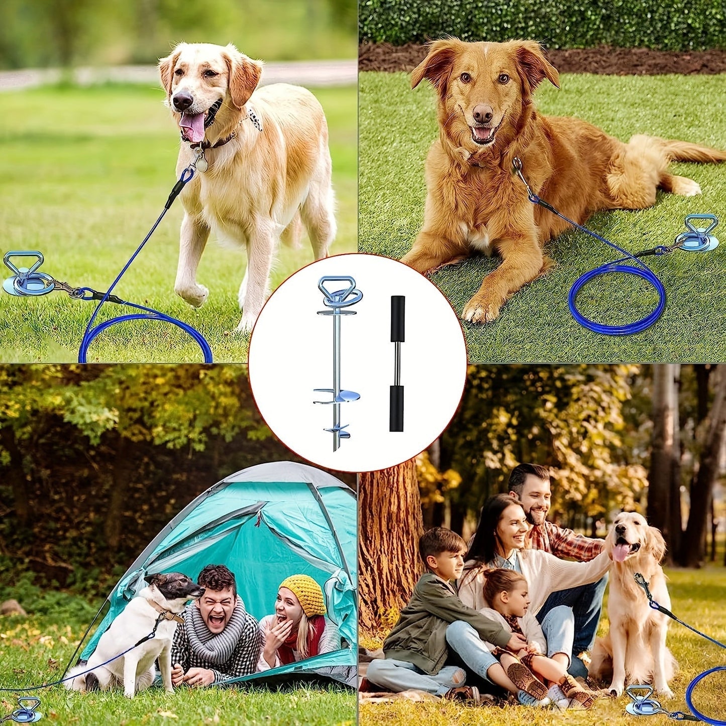 Heavy Duty Dog Stake Tie Out – 304 Stainless Steel Spiral Ground Anchor with 360° Swivel, Anti-Tangle, Holds Up to 200 lbs, for Camping, Beach & Yard Use
