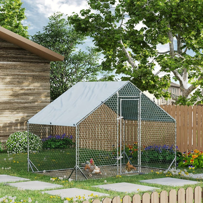 Large Walk-In Metal Chicken Coop Outdoor Hen House with Anti-UV Cover Aluminum Poultry Cage for Backyard Garden – Multiple Roof Styles