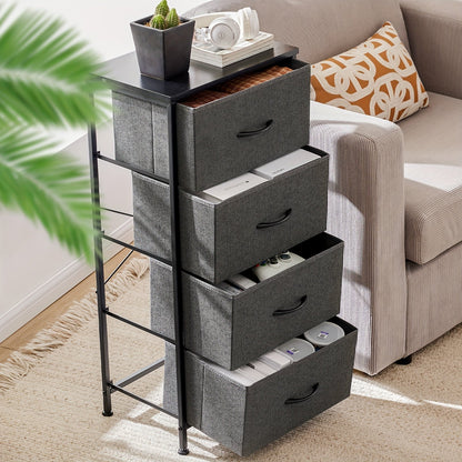 Drawer Cabinet with Metal Frame & Hardwood Top – Home Office Storage Organizer, 2 to 10 Drawers, Assembly Required – White, Grey, Black, Rustic Brown – Bedroom, Living Room & Office Filing Cabinet