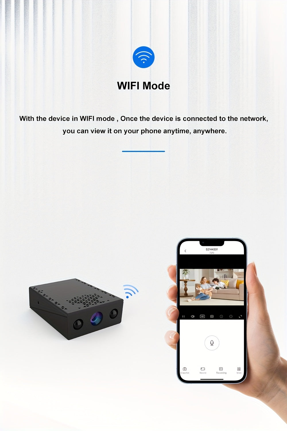 1080P Mini Wireless Security Camera – Night Vision, Motion Detection, Built-In AP Hotspot, No Internet Needed, Voice Recording, Cloud Storage, Easy Install for Home, Garage, Baby & Pet Monitoring