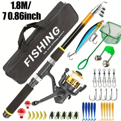 Fishing Rod and Reel Combo Complete Beginner Kit – Medium Light Spinning Rod with Hard & Soft Baits, Ambidextrous Reel, Tackle Included, Full Starter Set for Adults & Kids