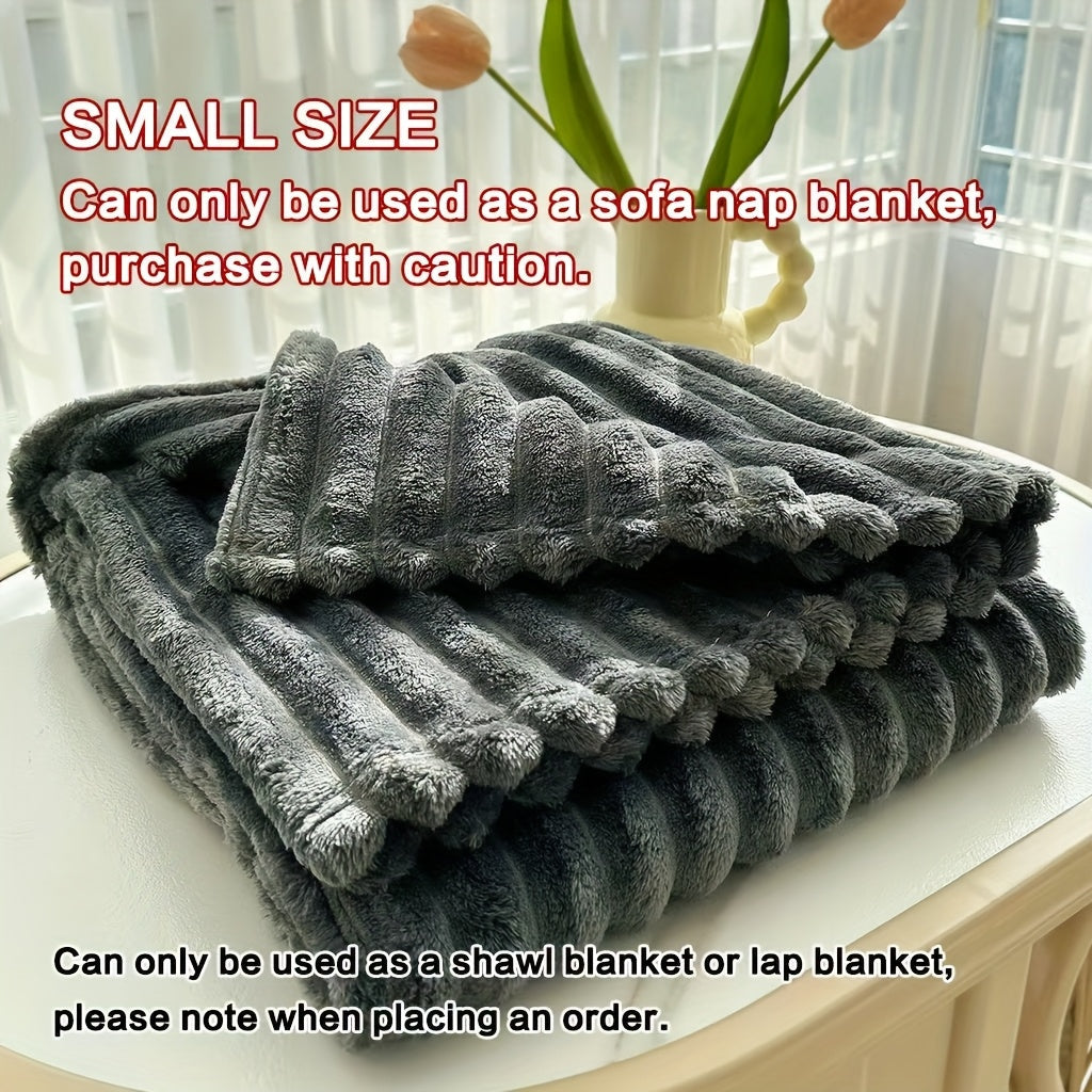 Fleece Throw Blanket Ultra-Soft 3D Faux Rabbit Fur Double-Sided – All-Season Cozy Blanket for Bed Sofa Travel Camping | 7 Colors 4 Sizes White Dark Gray Pink Khaki Purple Grey