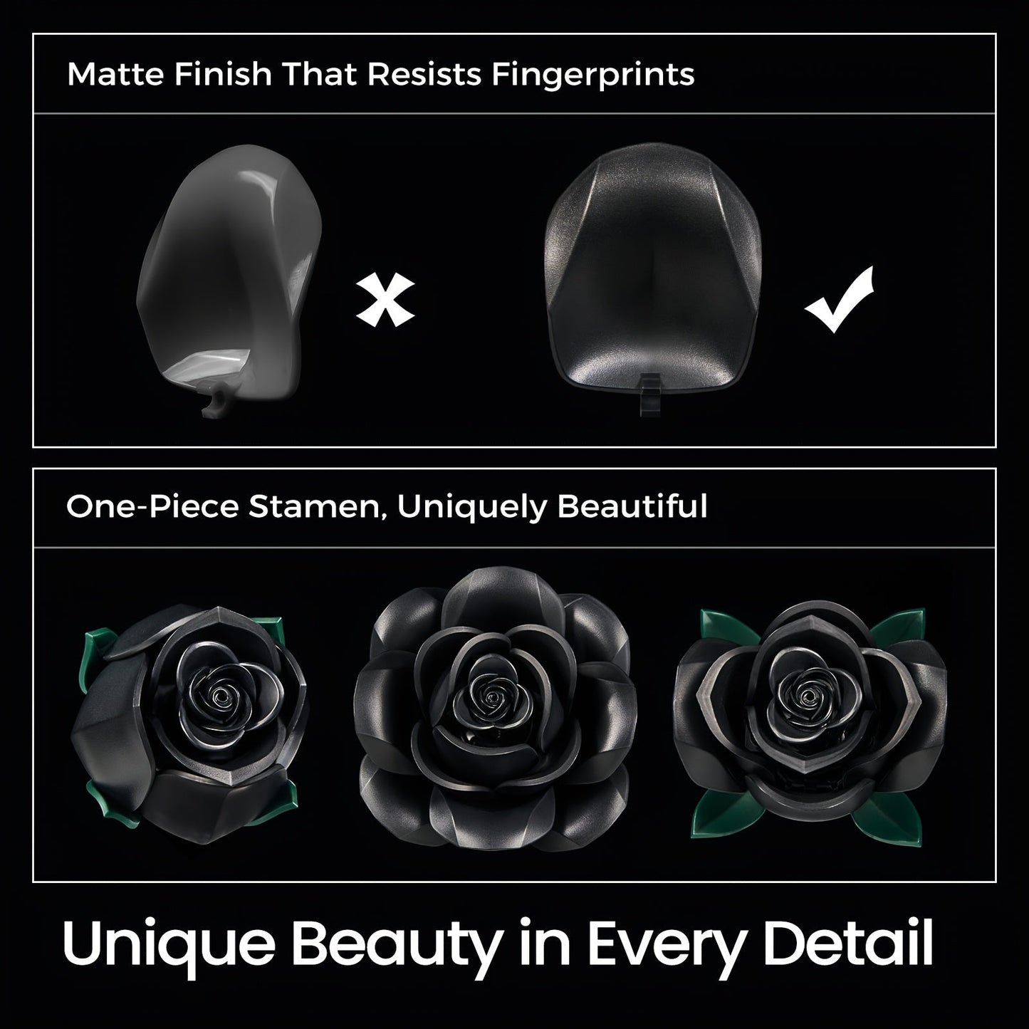 Gothic Black Rose 3D Building Brick Set 152 Pieces Artificial Flower Bouquet Display Model Kit Three Black Roses Unique Gift for Adults Teens Valentine Birthday Halloween Christmas