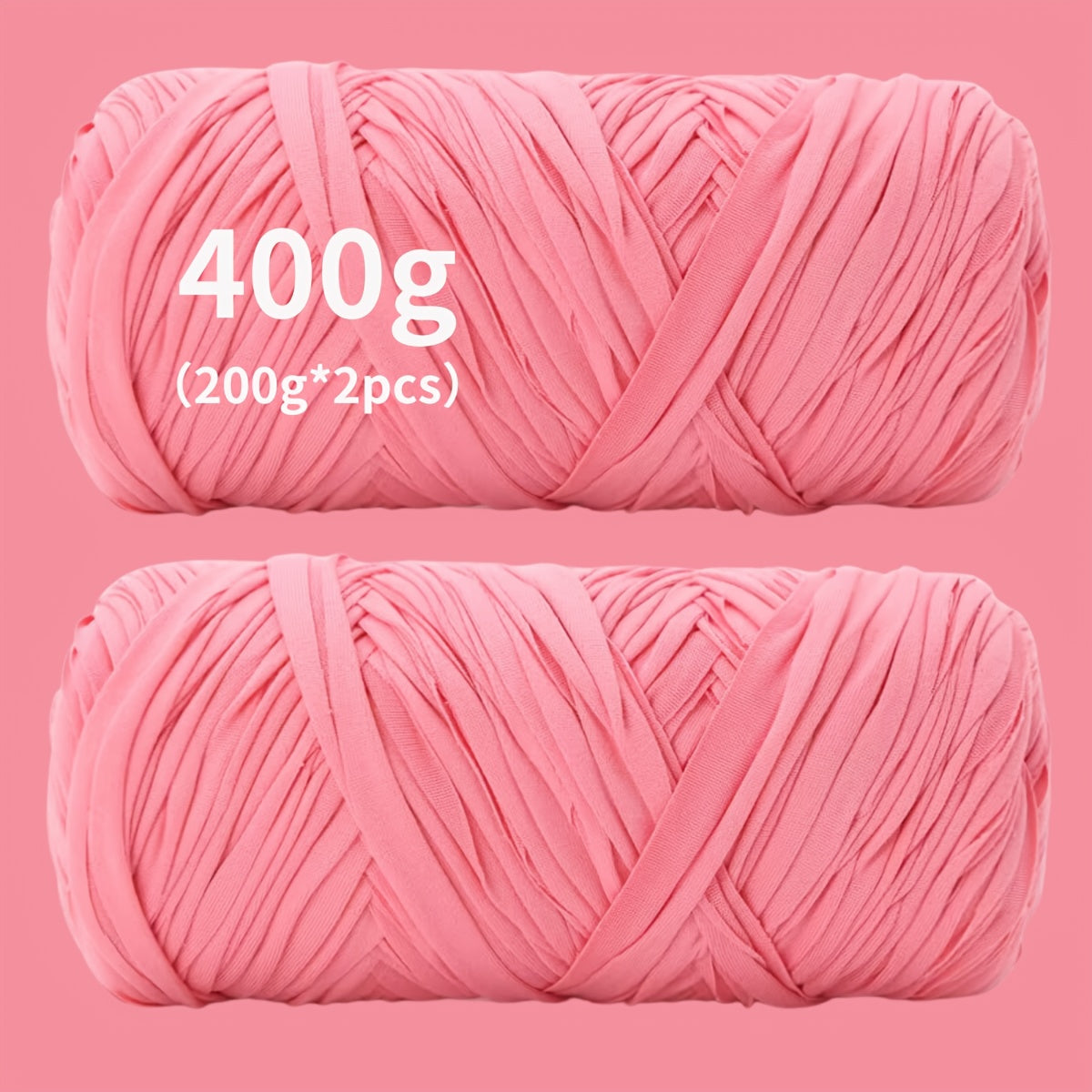 T-Shirt Fabric Yarn 400g (2 x 200g) Chunky Cotton Blend in 49 Colors – Soft Thick Yarn for Crochet Baskets, Bags, Rugs, Macrame & Knitting Projects – Beginner-Friendly Craft Yarn