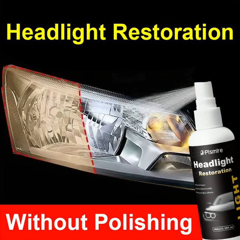 Ceramic Coating Headlight Restoration Spray 100ml – Advanced Ceramic Formula, No Polishing or Sanding Required, Spray-On Headlight Repair & Renovation Fluid, Restores Clarity Fast, Universal Fit for All Car Models, Headlight Cleaner & Protectant