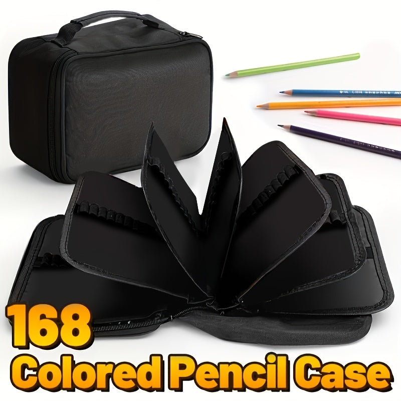 Colored Pencil Case 168-Slot Large Art Organizer with 7 Detachable Layers – Polyester, Multiple Zipper Pockets, Holds Markers & Colored Pencils, Perfect Gift for Artists, Students & Adults