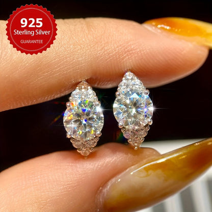 1 Carat Moissanite 925 Sterling Silver Hoop Earrings – Sparkling Luxury Bridal Earrings for Women, Diamond Alternative Fine Jewelry Gift for Wedding, Valentine's Day & Anniversary