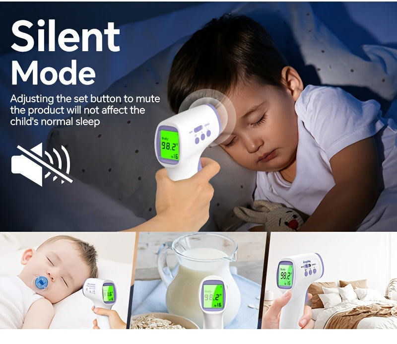 No-Touch Forehead Thermometer for Adults & Kids – Digital Infrared Thermometer with Fever Alarm, 3-Color Backlit Display, 28 Memory Recall, Fast & Accurate Results for All Ages
