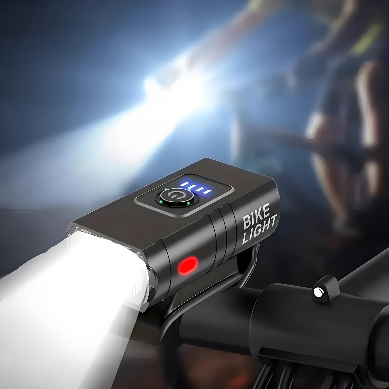 LED Bike Light Set USB-C Rechargeable 1500 Lumen – Front & Rear Bicycle Lights, 6+4 Modes, Waterproof, Power Display, Fast Charging, Safe Night Cycling Light for Road Mountain Bike