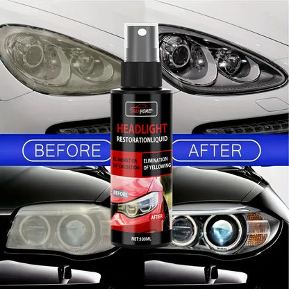 Headlight Restoration Kit – Anti-Yellowing & Oxidation Repair Solution with Protective Coating Spray, Restores Foggy, Hazy & Cloudy Headlights – Includes Sponge & Towel (3.38oz)
