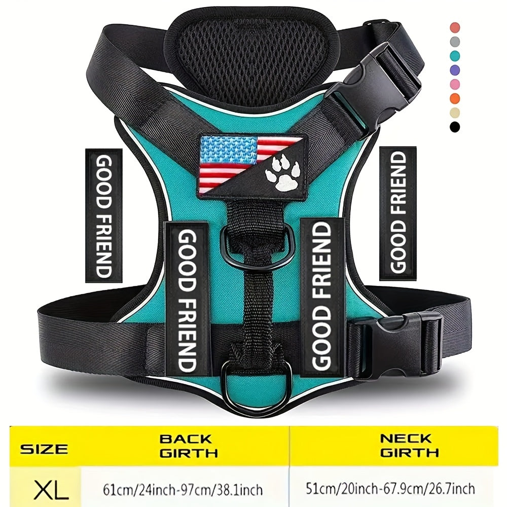 Service Dog Harness Vest with 5 ID Patches – Reflective Adjustable Oxford Vest with Breathable Mesh Lining, Service Dog ID System for Small Medium Large Dogs, Sizes XS-XL, Public & Mobility Aid