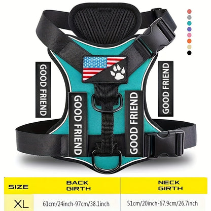 Service Dog Harness Vest with 5 ID Patches – Reflective Adjustable Oxford Vest with Breathable Mesh Lining, Service Dog ID System for Small Medium Large Dogs, Sizes XS-XL, Public & Mobility Aid