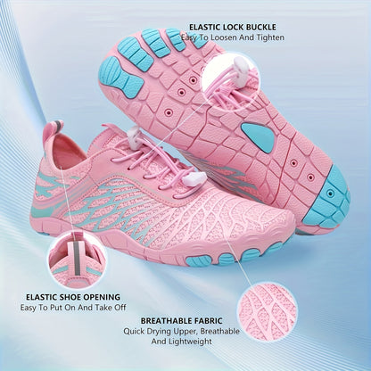 Barefoot Hiking Shoes for Women Wide Toe Box Non-Slip Trail Running Sneakers – Healthy Minimalist Footwear, Sizes US 6-11, White Black Pink
