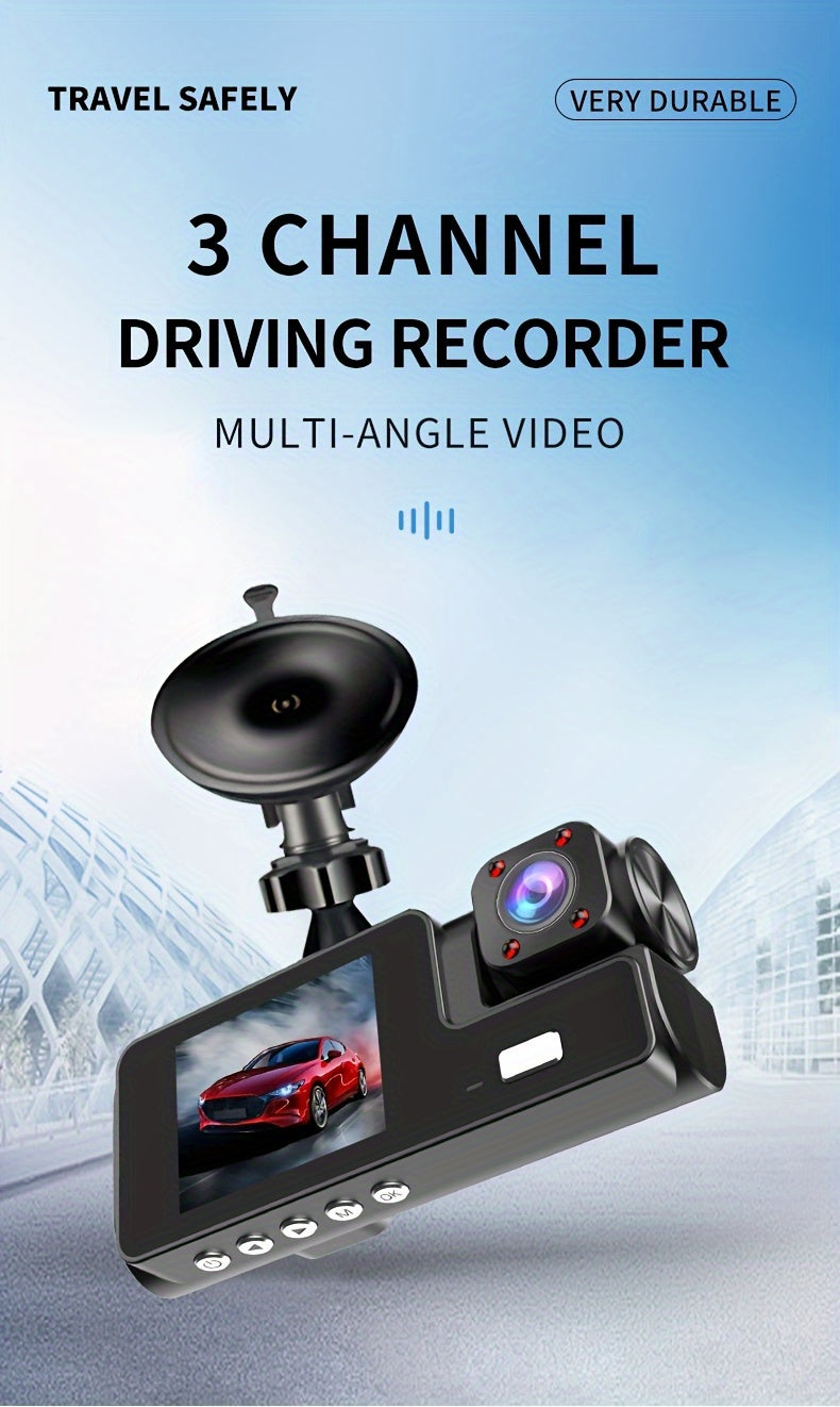 3 Channel Dash Cam 4K Front + 4K Interior + 1080P Rear with Free 32GB Card, Night Vision, G-Sensor, Wide Angle, Real-Time Recording & Parking Monitor – Velora
