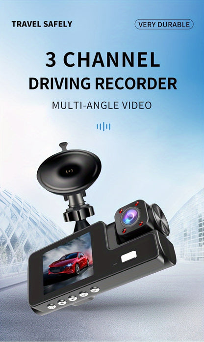 3 Channel Dash Cam 4K Front + 4K Interior + 1080P Rear with Free 32GB Card, Night Vision, G-Sensor, Wide Angle, Real-Time Recording & Parking Monitor – Velora