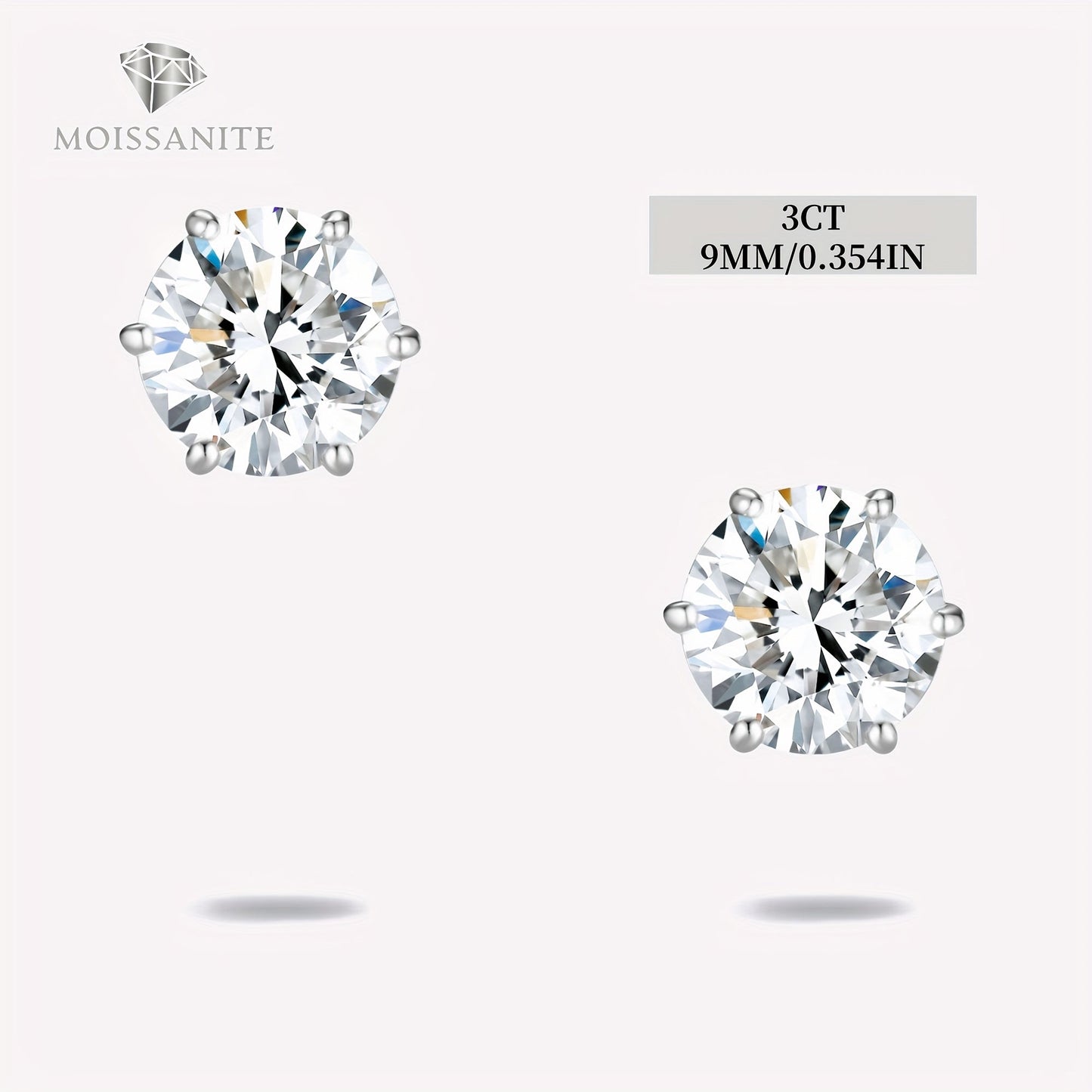 Moissanite Stud Earrings D Color VVS Brilliant Round Cut S925 Sterling Silver – 1CT to 10CT Options, Velvet Pouch & Polishing Cloth Included, Perfect Birthday, Christmas & Valentine’s Day Gift (4.25g)