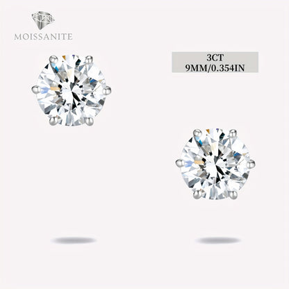 Moissanite Stud Earrings D Color VVS Brilliant Round Cut S925 Sterling Silver – 1CT to 10CT Options, Velvet Pouch & Polishing Cloth Included, Perfect Birthday, Christmas & Valentine’s Day Gift (4.25g)