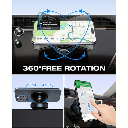 Magnetic Phone Holder with Vacuum Suction Cup, 360° Adjustable Hands-Free Phone Mount for Car, Gym, Mirror & Smooth Surfaces, Universal Magnetic Suction Phone Stand Compatible with All Smartphones