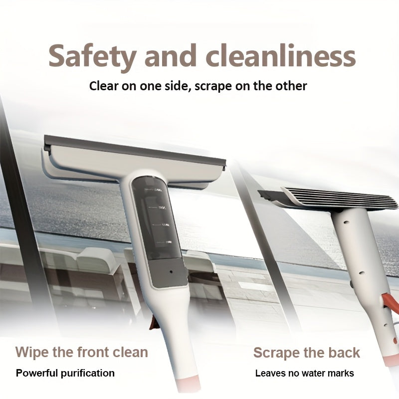 3-in-1 Glass Cleaning Kit with Durable Metal Pole Squeegee and Scraper for High Windows Shower Doors Car Windshields – Streak-Free Home Cleaning Tool