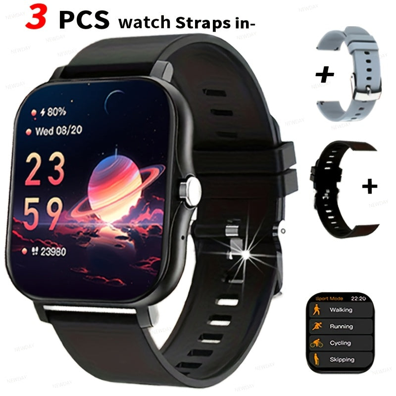 Smartwatch 1.83 Inch Full Touch Screen Wireless Calling Heart Rate Sleep Monitor Pedometer Multi-Sport Fitness Watch for Men Women – USB Rechargeable Pink Silver Black Gold
