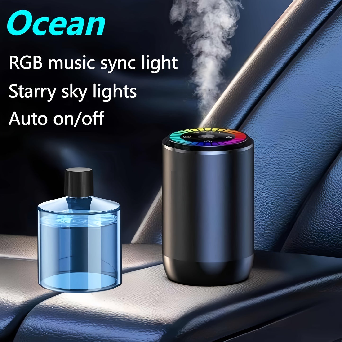 Smart Car Air Freshener Aromatherapy Diffuser Starry Sky Light Show USB Rechargeable Adjustable Fragrance – Natural French Scented Essential Oil Gardenia Ocean Lavender Cologne Car Gift